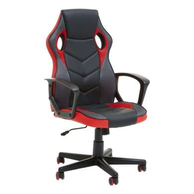 Kentol Faux Leather Home And Office Chair In Black And Red