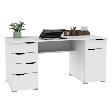 Kentucky Wooden Computer Desk In White Oak and Gloss White