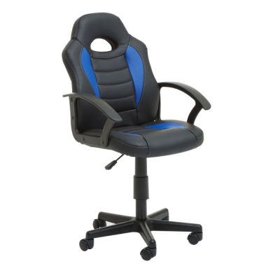 Keston Faux Leather Home And Office Chair In Black And Blue