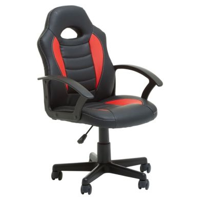 Keston Faux Leather Home And Office Chair In Black And Red