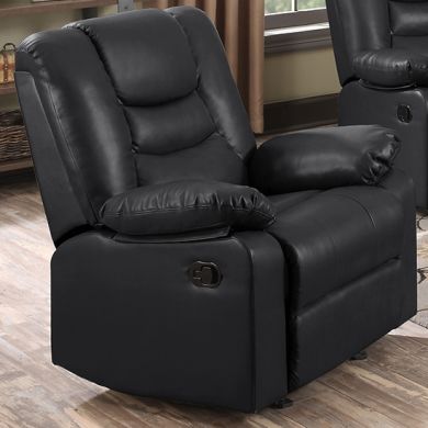Kirk PU Leather Recliner 1 Seater Sofa In Black