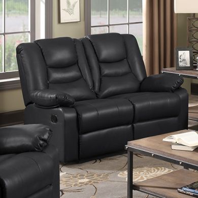 Kirk PU Leather Recliner 2 Seater Sofa In Black