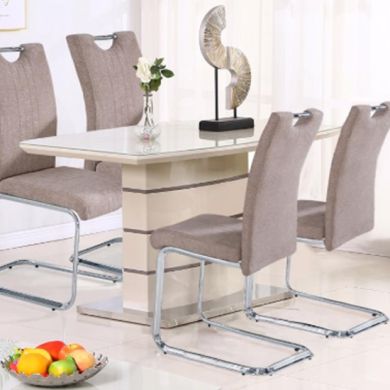 Knightsbridge Small Glass Top Dining Table In Cappuccino And Champagne