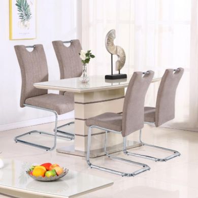 Knightsbridge Small Glass Top Wooden Dining Set In Cappuccino With 4 Chairs