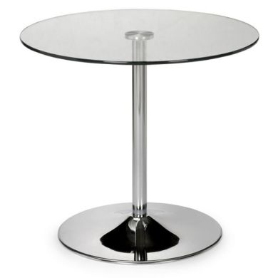 Kudos Clear Glass Round Dining Table With Chrome Pedestal