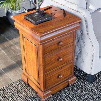 La Reine Wooden 4 Drawers Bedside Cabinet In Distressed Light Brown