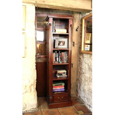 La Roque Narrow Wooden Alcove Bookcase In Mahogany