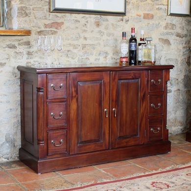 La Roque Wooden 2 Doors 6 Drawers Sideboard In Mahogany