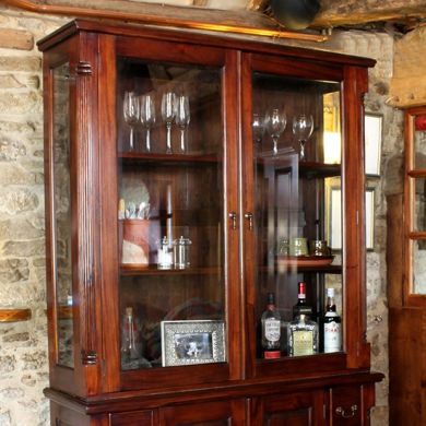 La Roque Wooden Hutch Display Cabinet In Mahogany