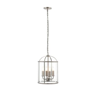Lambeth 4 Lights Clear Glass Ceiling Pendant Light In Satin Nickel