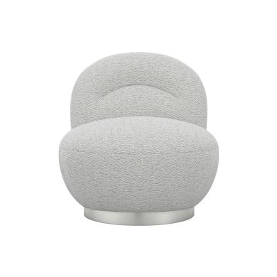 Langham Swivel Boucle Fabric Accent Chair In Cloud Grey