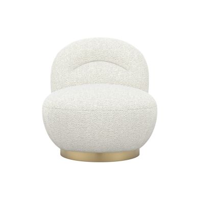 Langham Swivel Boucle Fabric Accent Chair In Ivory