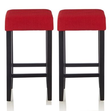 Lantana Red Fabric Upholstered Bar Stools With Black Legs In Pair