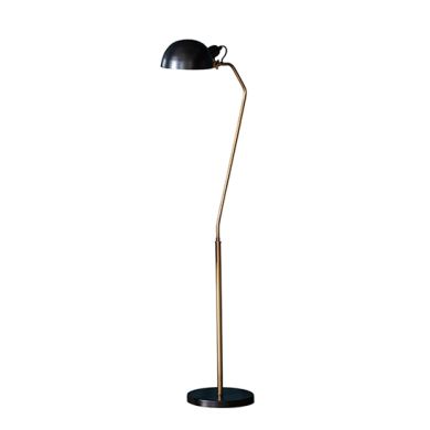 Largo Task Floor Lamp In Satin Black And Aged Brass
