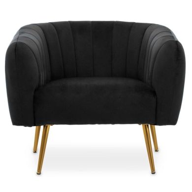 Larissa Velvet Upholstered Armchair In Black