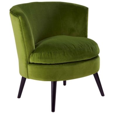 Lashio Round Velvet Upholstered Accent Chair In Green