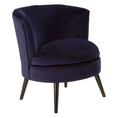 Lashio Round Velvet Upholstered Accent Chair In Midnight Blue
