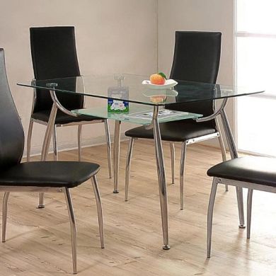 Lazio Clear Glass Dining Table With Chrome Metal Legs