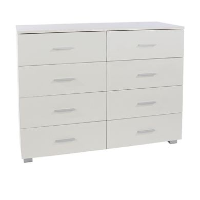 Elmont Wide Wooden Chest Of 8 Drawers In White