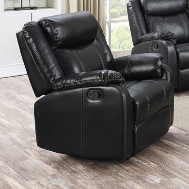 Leeds LeatherLux & PU Recliner 1 Seater Sofa In Gun Metal