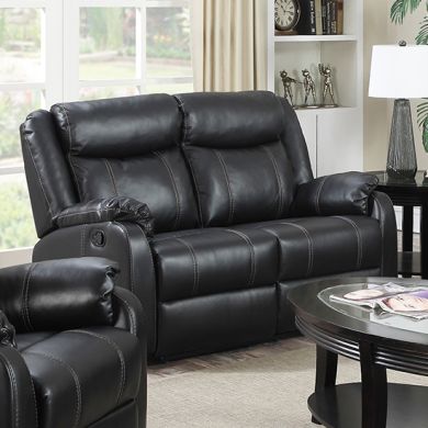 Leeds LeatherLux And PU Recliner 2 Seater Sofa In Gun Metal