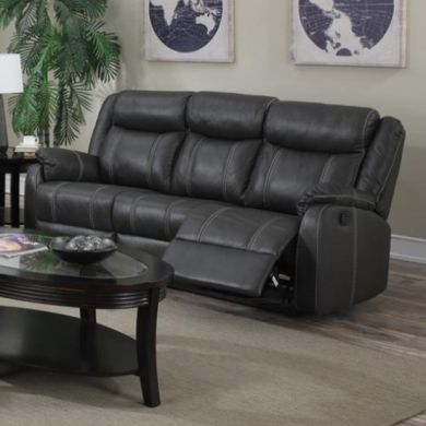 Leeds LeatherLux And PU Recliner 3 Seater Sofa In Gun Metal