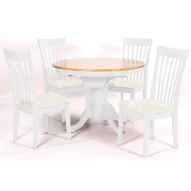 Leicester Extending Dining Set In Light Oak And White With 4 Chairs