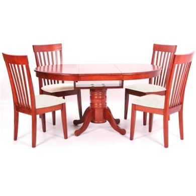 Leicester Extending Wooden Dining Set In Mahogany With 4 Chairs