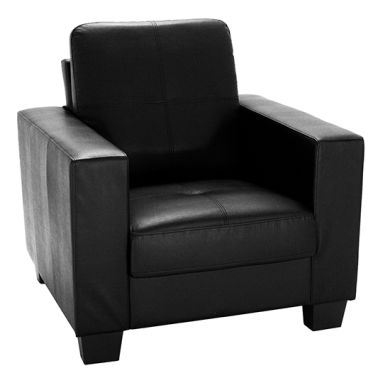 Lena Bonded Leather And PVC 1 Seater Sofa In Black