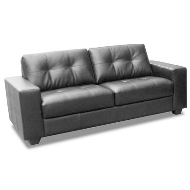Lena Bonded Leather And PVC 3 Seater Sofa In Black