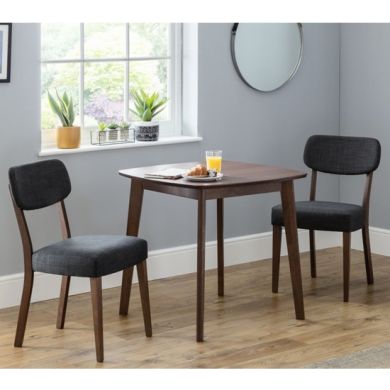 Lennox Wooden Dining Table In Walnut With 2 Farringdon Chairs