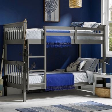 Leo Wooden Single Bunk Bed In Grey