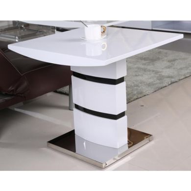 Leona Lamp Table In White And Black High Gloss
