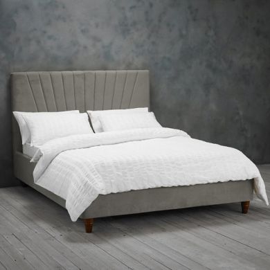 Lexie Velvet Upholstered Double Bed In Silver