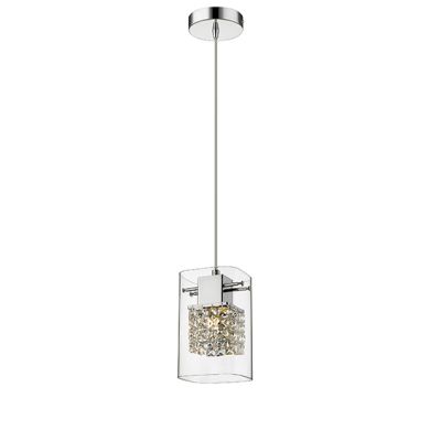 Leyton 1 Clear Glass Cube Bulb Decorative Ceiling Pendant Light In Chrome