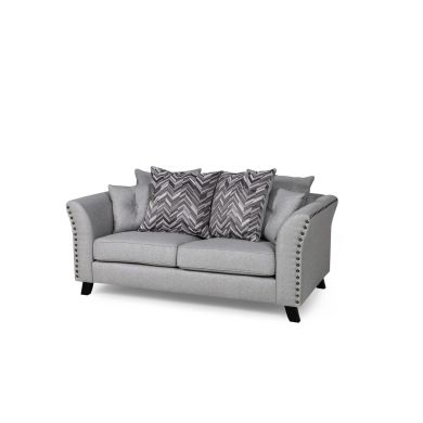 Linton Fabric 2 Seater Sofa In Grey With Black Wooden Legs