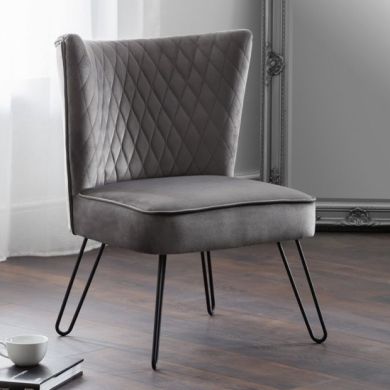 Lisbon Velvet Bedroom Chair In Grey