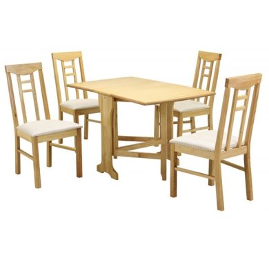 Liverpool Gateleg Wooden Dining Set In Natural With 4 Chairs
