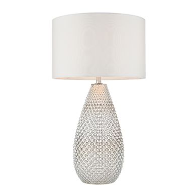 Livia Vintage White Fabric Table Lamp In Mercury Glass