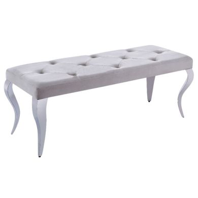 Liyana Large Velvet Upholstered Dining Bench In Cream
