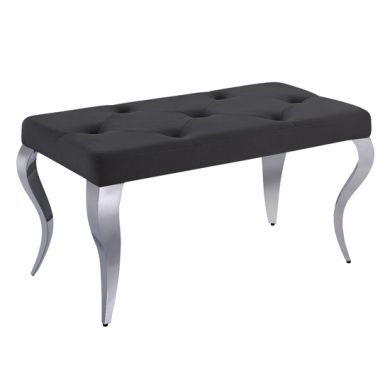 Liyana Small Velvet Upholstered Dining Bench In Black