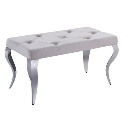 Liyana Small Velvet Upholstered Dining Bench In Cream