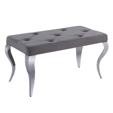 Liyana Small Velvet Upholstered Dining Bench In Grey