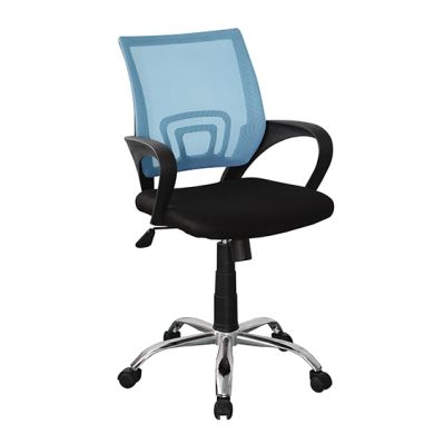 Loft Blue Mesh Back Study Chair In Black Fabric Seat With Chrome Base