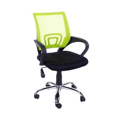 Loft Lime Green Mesh Back Study Chair Black Fabric Seat With Chrome Base
