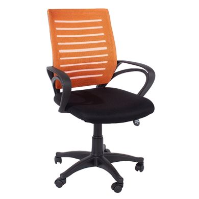 Loft Orange Mesh Back Study Chair With Arms With Black Fabric Seat