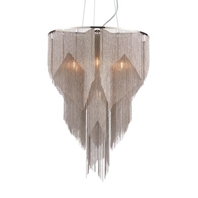 Loire 6 Lights Ceiling Pendant Light In Bright Nickel And Silver