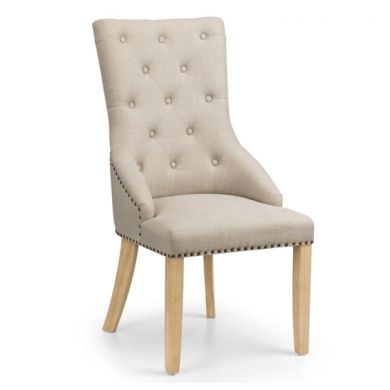 Loire Linen Button Back Dining Chair In Oatmeal