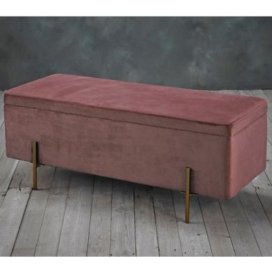 Lola Velvet Storage Ottoman In Pink