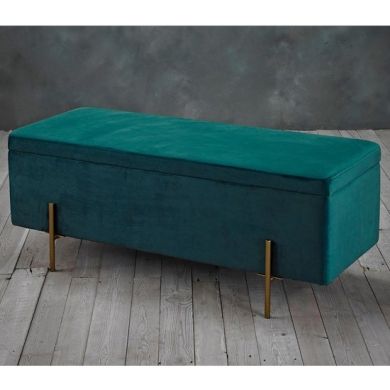 Lola Velvet Storage Ottoman In Teal